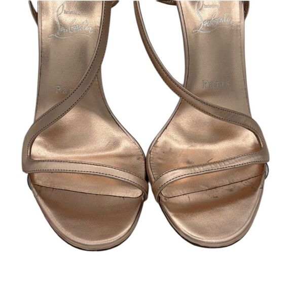 Christian Louboutin Rose Gold 100MM Spechhio Leather Heels Size 9.5/ EU 39.5 - Picture 4 of 15